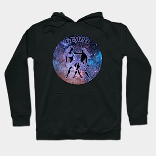 Gemini Astrology Zodiac Sign - Gemini the Twins Birthday Or Christmas Gift - Stars or Space and Black Symbol Purple Glow Hoodie